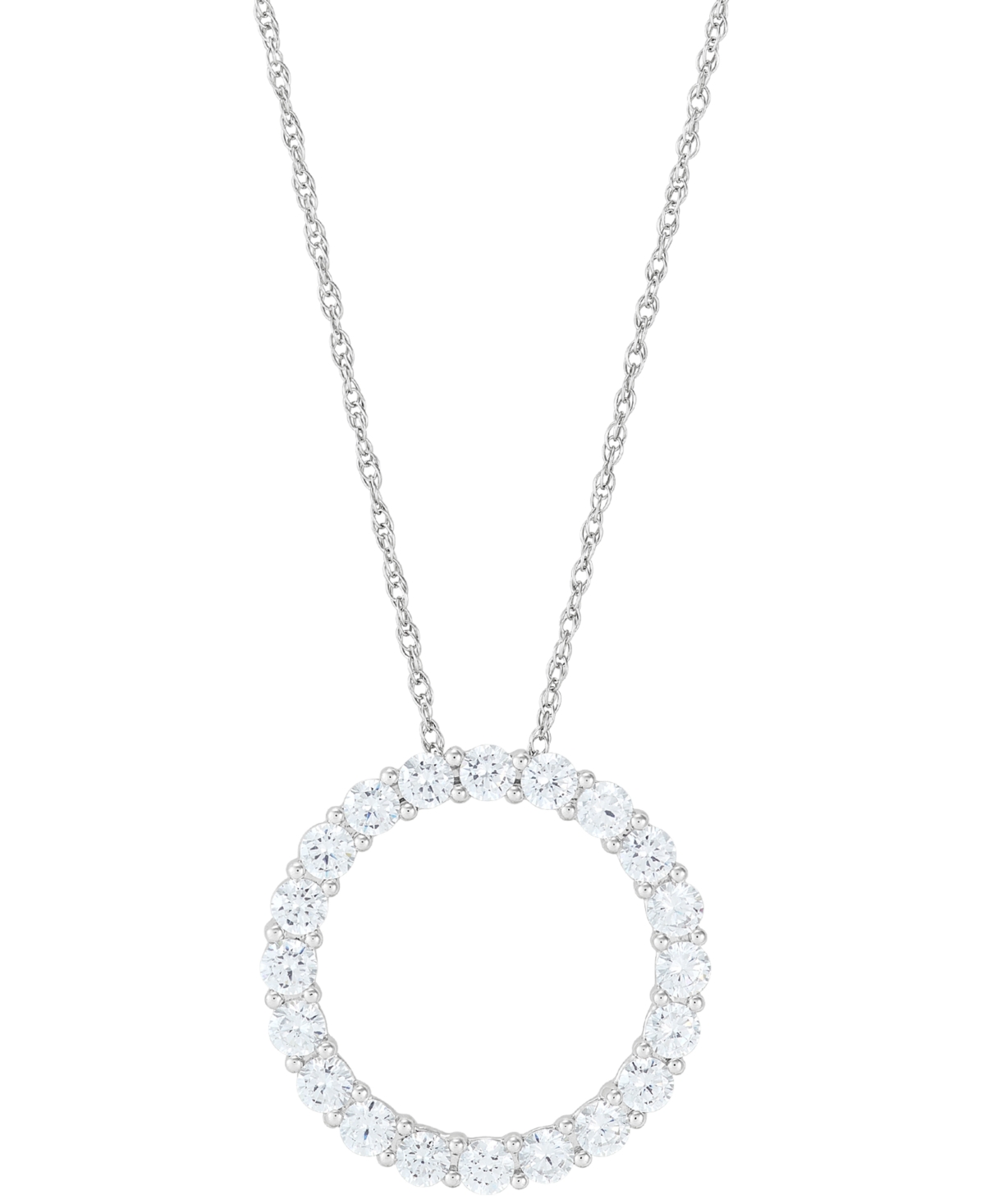 Lab Grown Diamond Circle Pendant Necklace (2 ct. t.w.) in 14k White Gold, 16" + 2" extender - White Gold