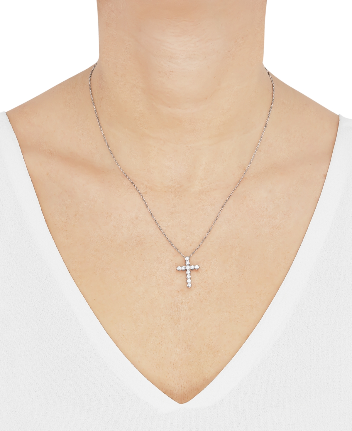 Grown With Love Lab Grown Diamond Cross Pendant Necklace (1/2 ct. t.w.) in 14k + extender - White Gold