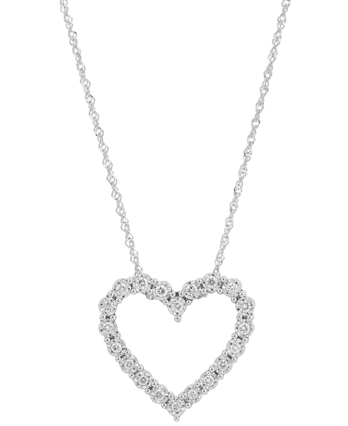 Forever Grown Diamonds Lab-created Diamond Heart Pendant Necklace (1/3 Ct. T.w.) In Sterling Silver, 16" + 2" Extender