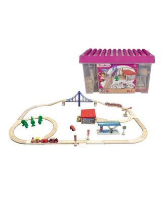 Eichhorn Large Wooden Train Play Set, 58 Piece