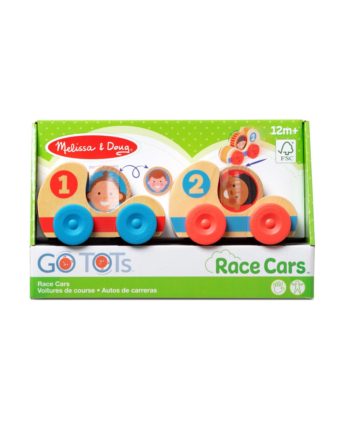 Melissa & Doug Go Tots Wooden Race Cars 4 Piece Set In Multi