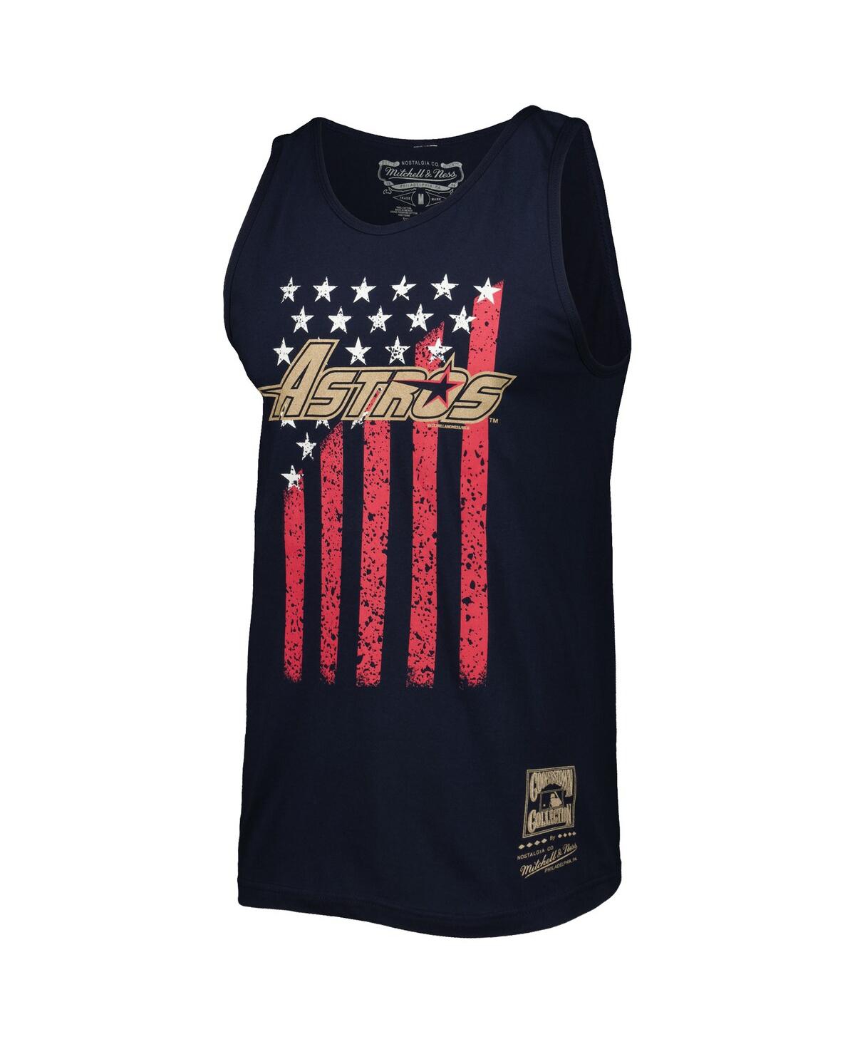 Mitchell & Ness Men's  Navy Houston Astros Cooperstown Collection Stars And Stripes Tank Top In Navy