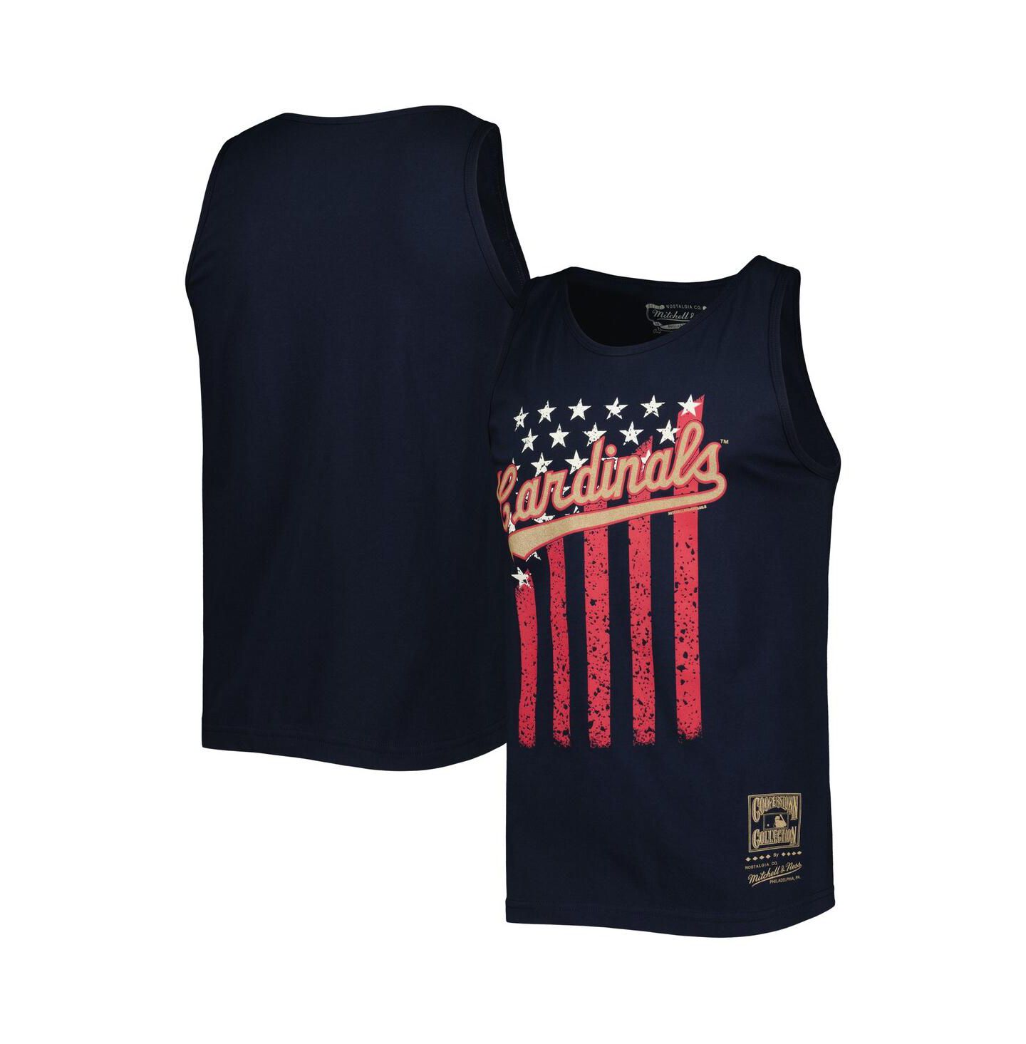 Мужской топ Mitchell & Ness Navy St. Louis Cardinals Cooperstown Collection Stars and Stripes — фото 2