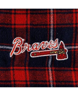 Men's Navy, Red Atlanta Braves Ledger Flannel Boxers