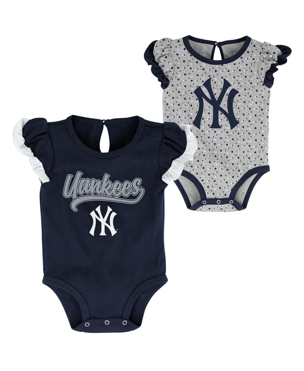 Shop Outerstuff Newborn And Infant Boys And Girls Navy, Heathered Gray New York Yankees Scream And Shout Two-pack Bo In Navy,heathered Gray