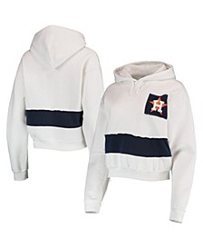 Women's White, Navy Houston Astros Cropped Pullover Hoodie