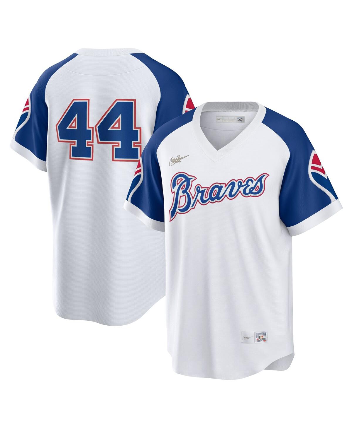 Men's Nike Hank AaronAtlanta Braves Home Cooperstown Collection Player Jersey - White