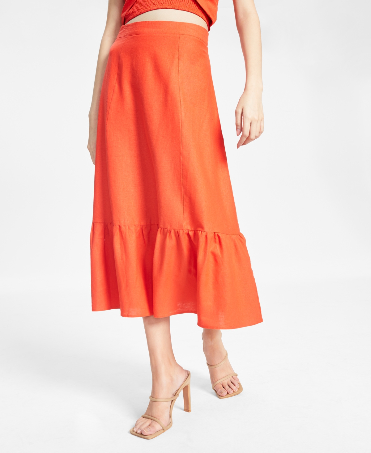 And Now This Womens A Line Ruffled Tiered Midi Skirt In Cherry Modesens 