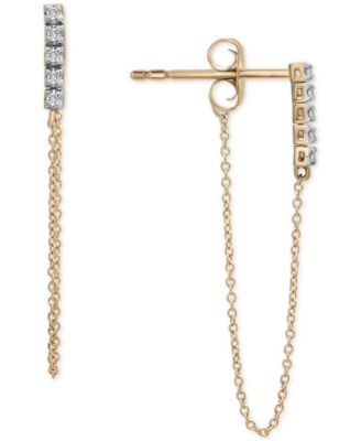 Wrapped - Diamond Bar Long Chain Earrings (1/4 ct. t.w.) in 10k Yellow Gold