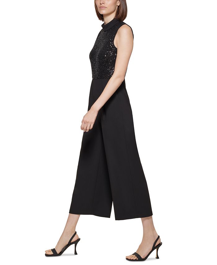 Calvin Klein Sequin Sleeveless Cropped Jumpsuit Macy's