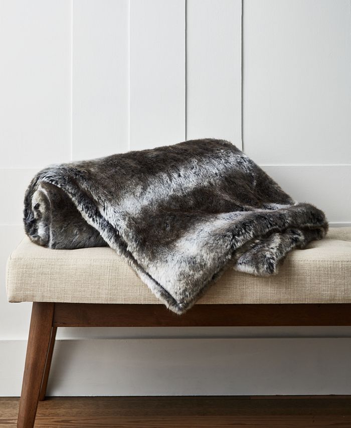 Hotel Collection Chinchilla Faux Fur Throw, 50" x 70", Created for Macy