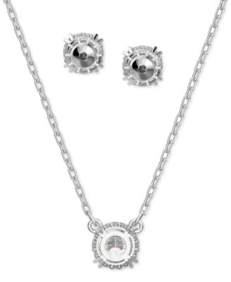 Silver-Tone 2-Pc. Set Crystal Earrings and Necklace, 14-7/8" + 2" extender