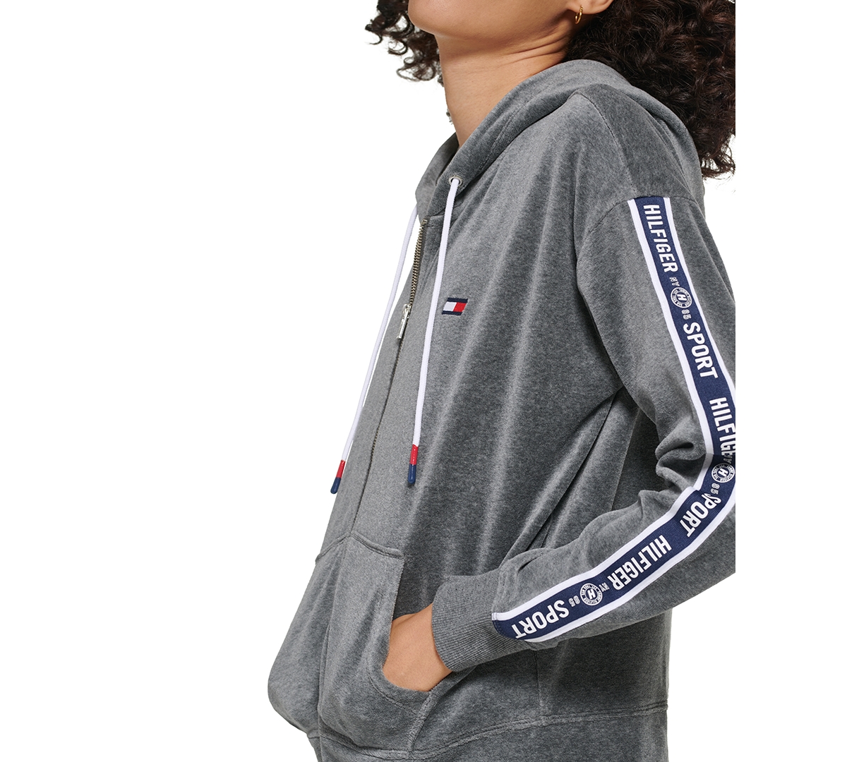 Tommy Hilfiger Sport Women\'s Zip-Front Hooded Smart Velour Closet | Sweatshirt