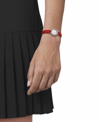 Women's Swiss Lovely Red Leather Strap Watch 20mm