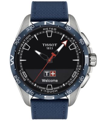 Tissot Men's Swiss T-Touch Connect Solar Blue Textile & Leather Strap Smart  Watch 48mm - Macy's