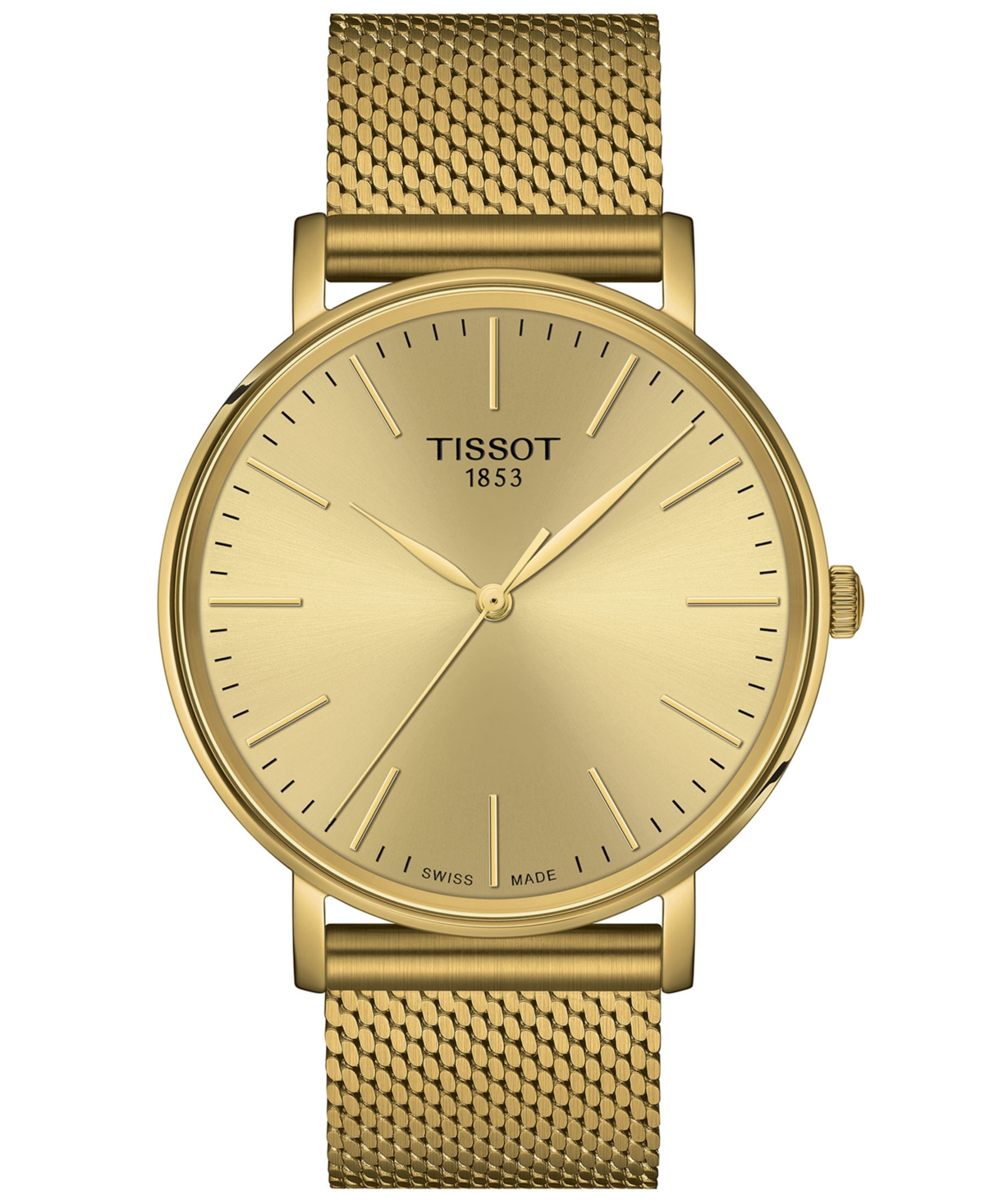Tissot Men's Swiss Everytime Gold Pvd Stainless Steel Mesh Bracelet Watch 40mm In Yellow Gold