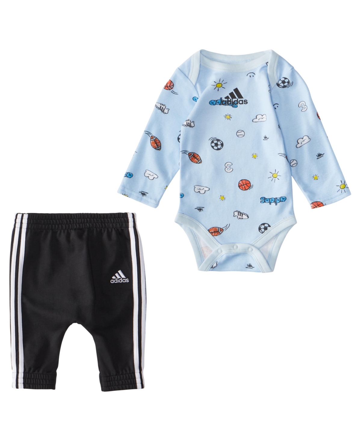 adidas Baby Boys or Baby Girls Sports Print Bodysuit Pants Set