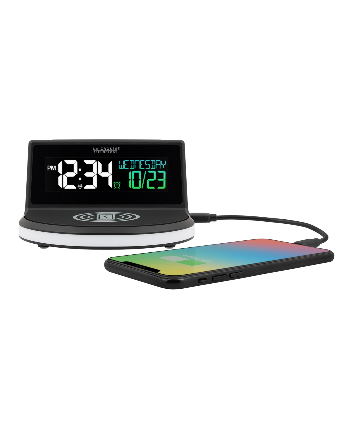 La Crosse Technology  Wireless Charging Alarm Clock with Glowing Light Base