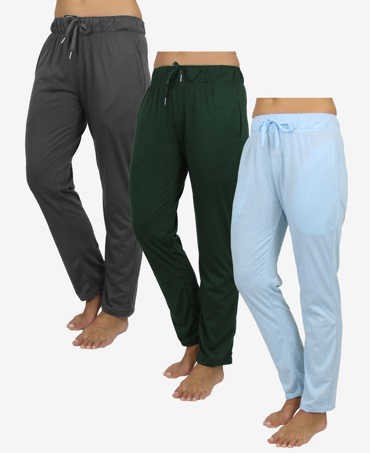 Galaxy By Harvic Women's Loose Fit Classic Lounge Pants, Pack of 3 - Hunter, Blue