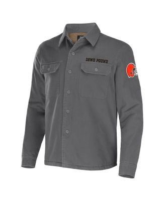 Men's NFL x Darius Rucker Collection by Gray Cleveland Browns Canvas Button-Up Shirt Jacket