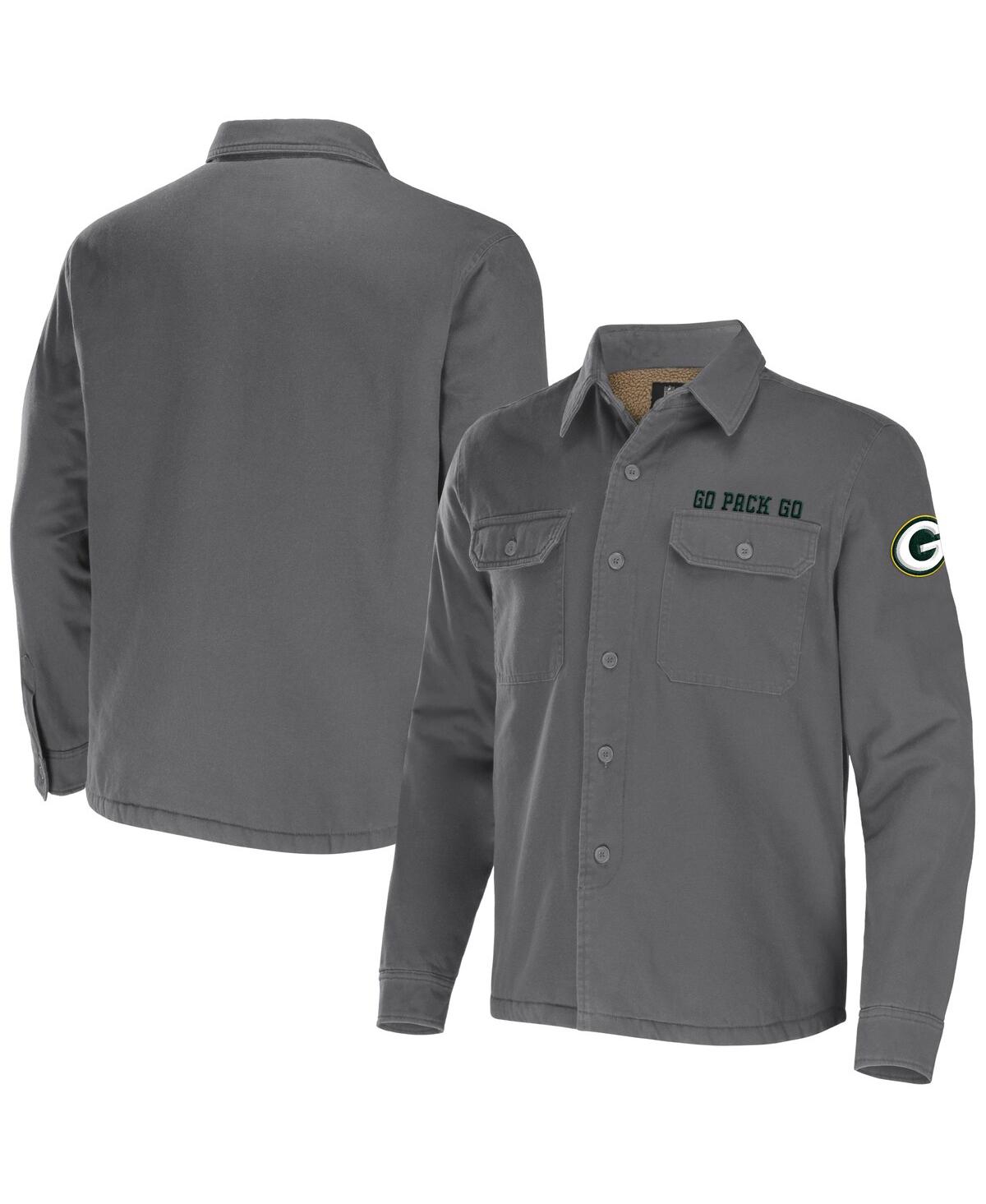 Fanatics Men's Nfl X Darius Rucker Collection By  Gray Green Bay Packers Canvas Button-up Shirt Jacke
