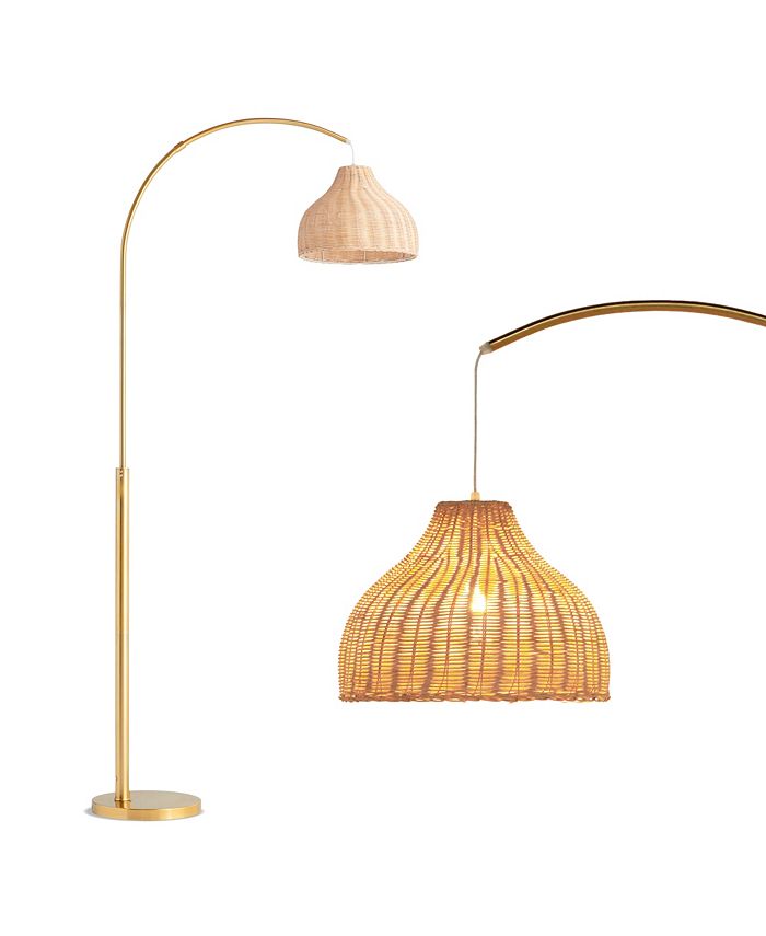 Brightech Lark LED Modern Arc Floor Lamp with BoHo Wicker Shade Macy's