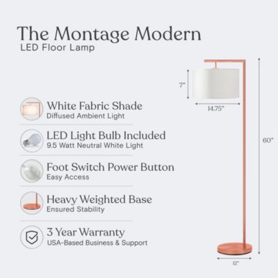 Montage Modern 60" LED Arc Floor Lamp with Fabric Drum Shade