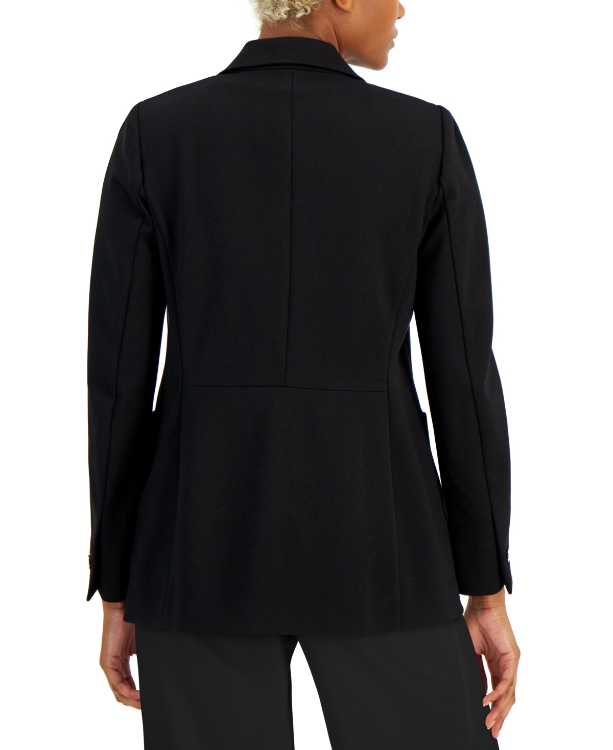 Anne Klein Petite Compression Faux-double-breasted Blazer, Macy's Exclusive In Black