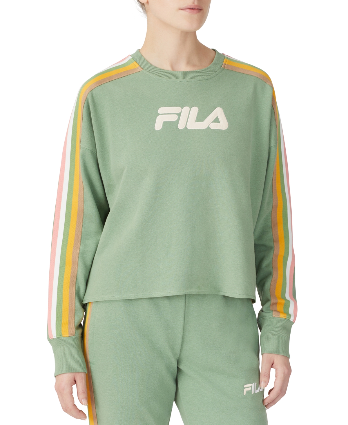 Fila Plus Size Clover Crewneck Logo Colorblocked Sweatshirt