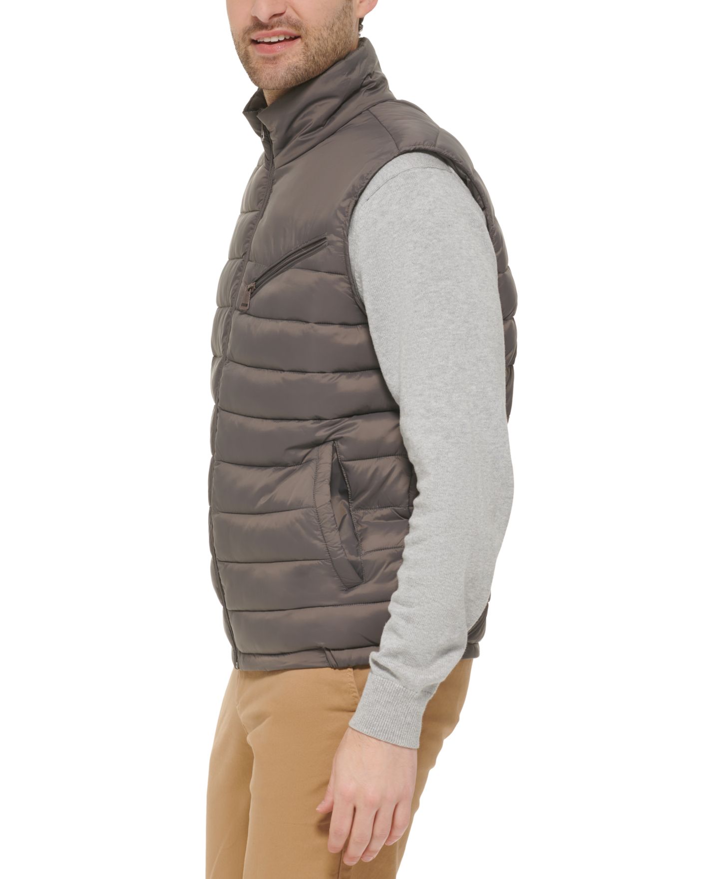 Мужской жилет Cole Haan Zip-Front Puffer Vest, цвет: Угольный — фото 3
