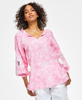 Macys charter club linen tops online