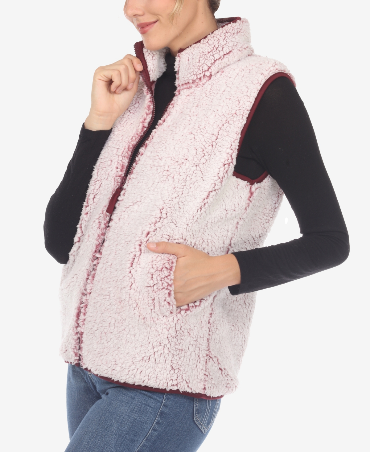 White Mark Women's Zip Up Sherpa Vest