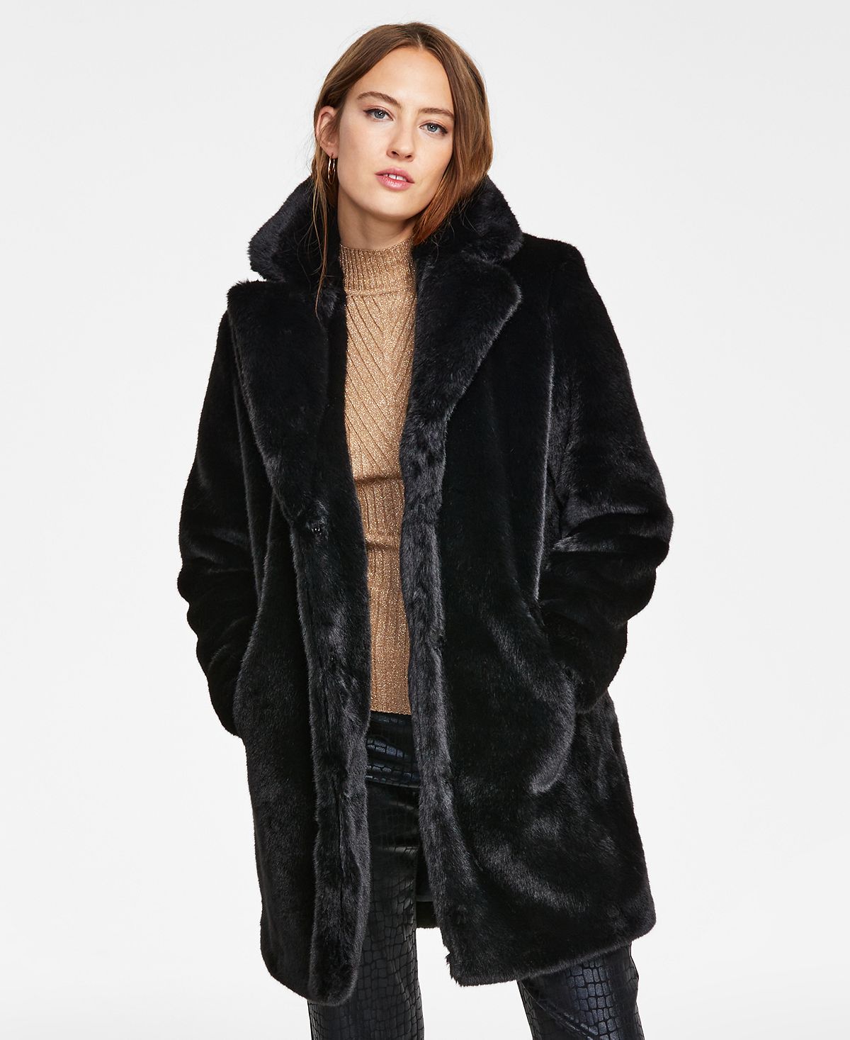 INC International Concepts - Women's Long Faux-Fur Chubby Coat