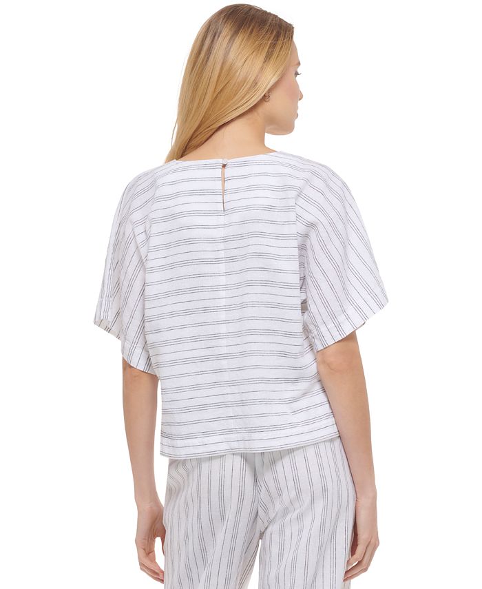 DKNY Women's Striped Dolman ElbowSleeve Cropped Top Macy's