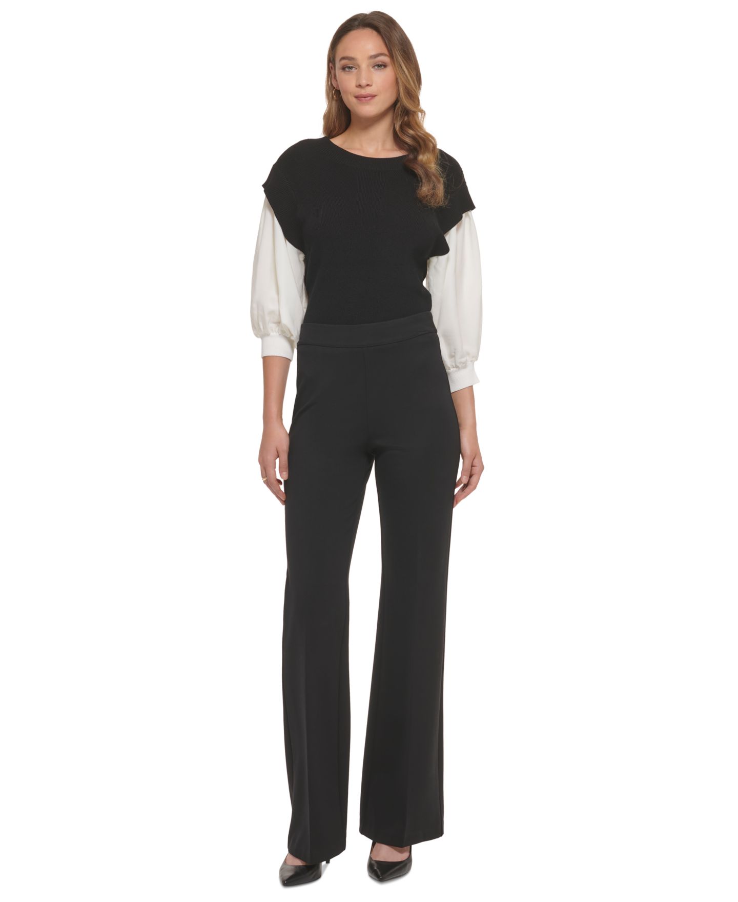 Женские брюки DKNY Soft Ponte Knit High-Rise Pull-On, цвет: Чёрный — фото 2