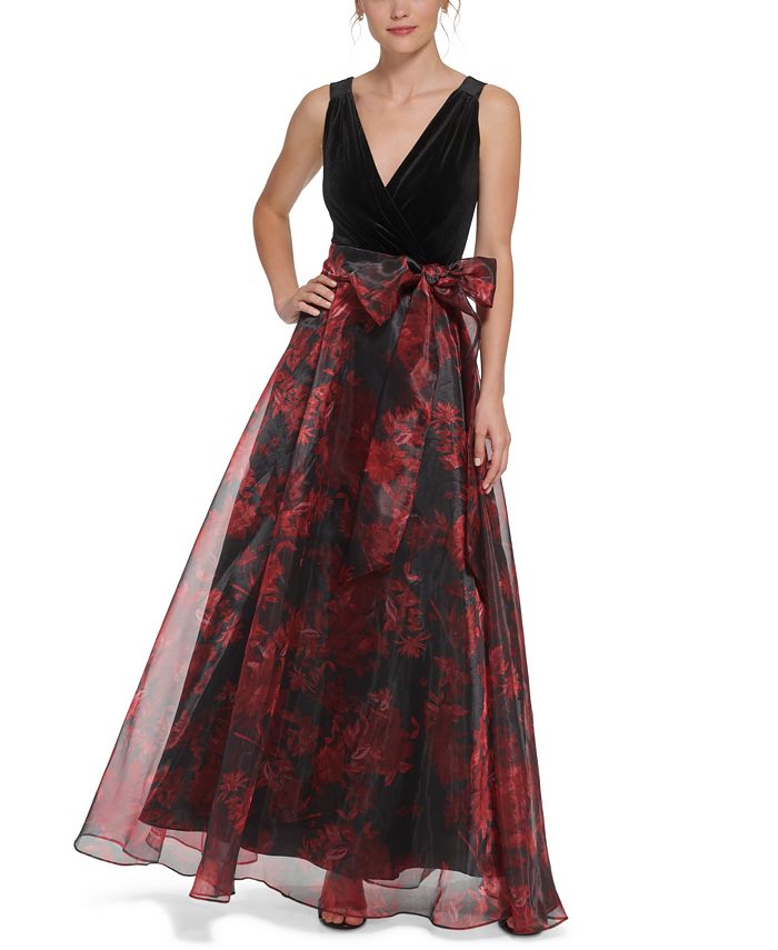Shop Plus Size Floral Bloom Velvet Dress in Multi