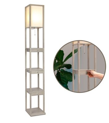 Maxwell Drawer 72" LED Shelf Floor Lamp with Lantern Shade