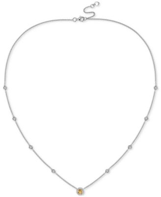 Macy's - Amethyst (1/5 ct. t.w.) & Diamond (1/10 ct. t.w.) Halo Collar Necklace in Sterling Silver, 17" + 1" extender, (Also in Blue Topaz, Citrine, Peridot, Garnet, Emerald, & Ruby)