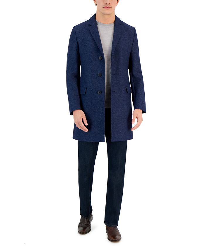 HUGO Men's Migor Slim-Fit Micro-Pattern Overcoat - Macy's