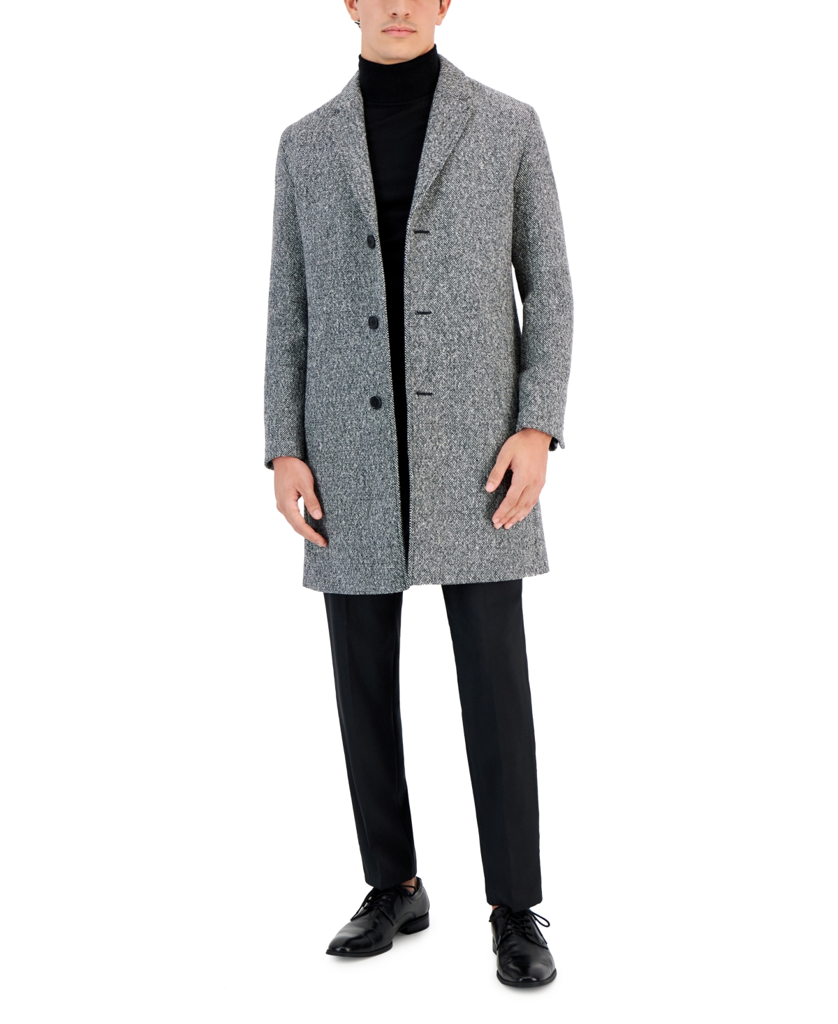 Shop Hugo By  Boss Men's Migor Slim-fit Melange Wool Overcoat In Charcoal