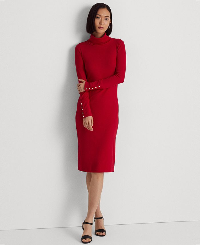 Lauren Ralph Lauren Women's Cotton-Blend Turtleneck Dress & Reviews -  Dresses - Women - Macy's
