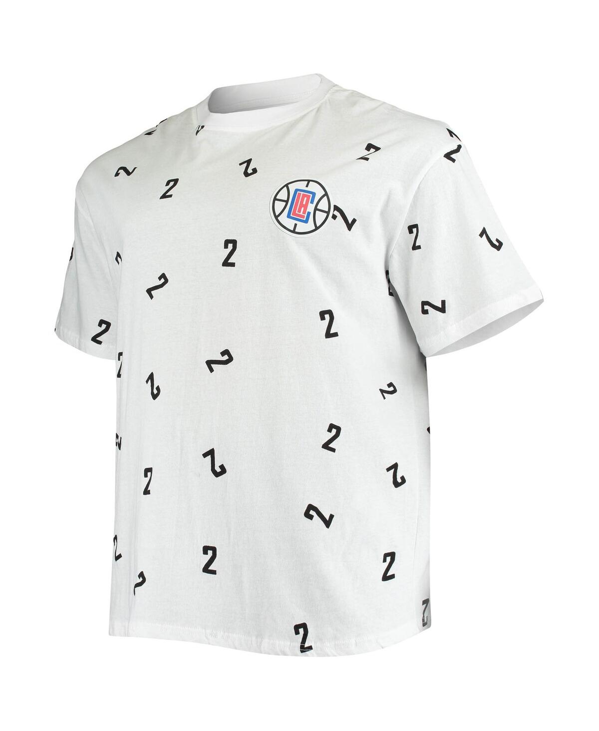 Shop Fanatics Men's  Kawhi Leonard White La Clippers Big And Tall Allover Name And Number T-shirt