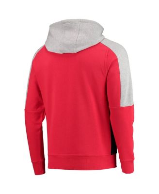 Men's Red and Black Chicago Blackhawks Playoffs Color Block Full-Zip Hoodie