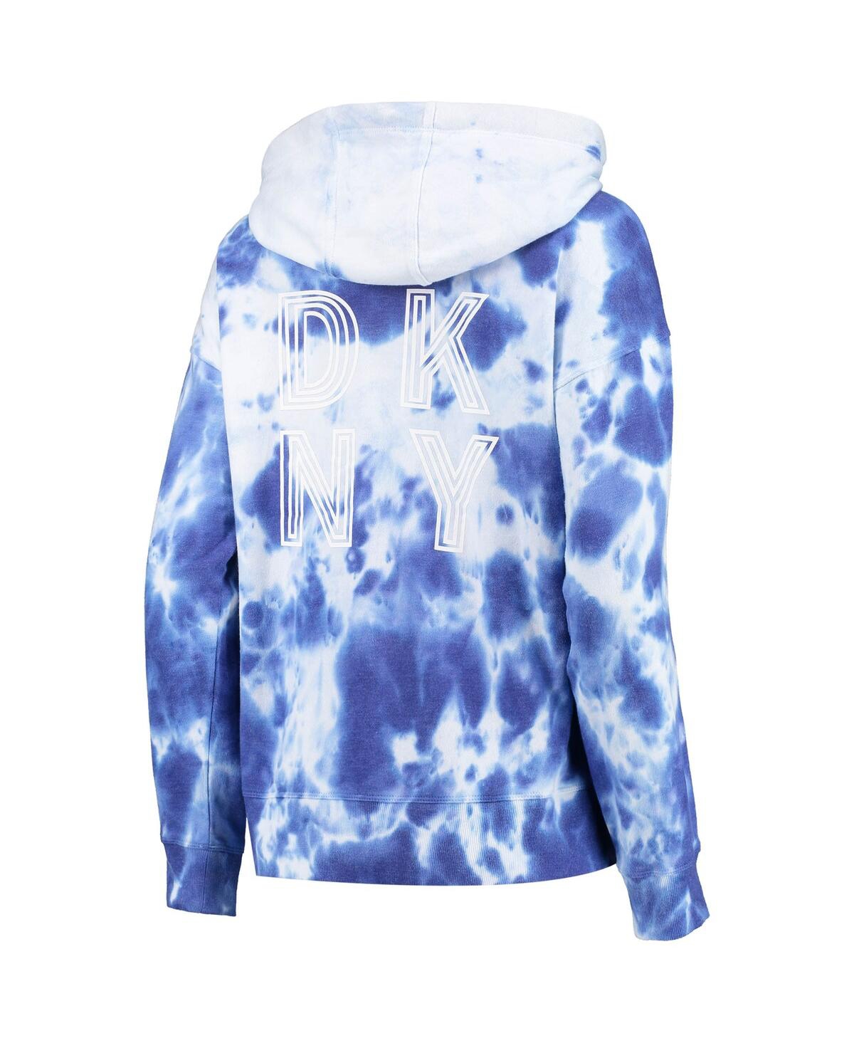 Women's Dkny Sport White/Black Minnesota Vikings Dakota Oversized Tie-Dye Half-Zip Hoodie Size: Large