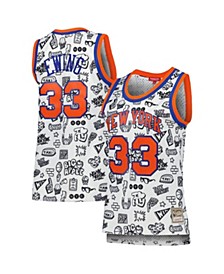 Women's Patrick Ewing White New York Knicks 1991 Doodle Swingman Jersey