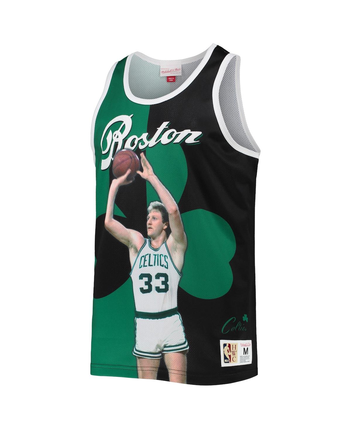 Mitchell & Ness Men's  Larry Bird Kelly Green And Black Boston Celtics Sublimated Player Tank Top In Kelly Green,black