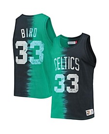 Men's Larry Bird Kelly Green and Black Boston Celtics Hardwood Classics Tie-Dye Name and Number Tank Top