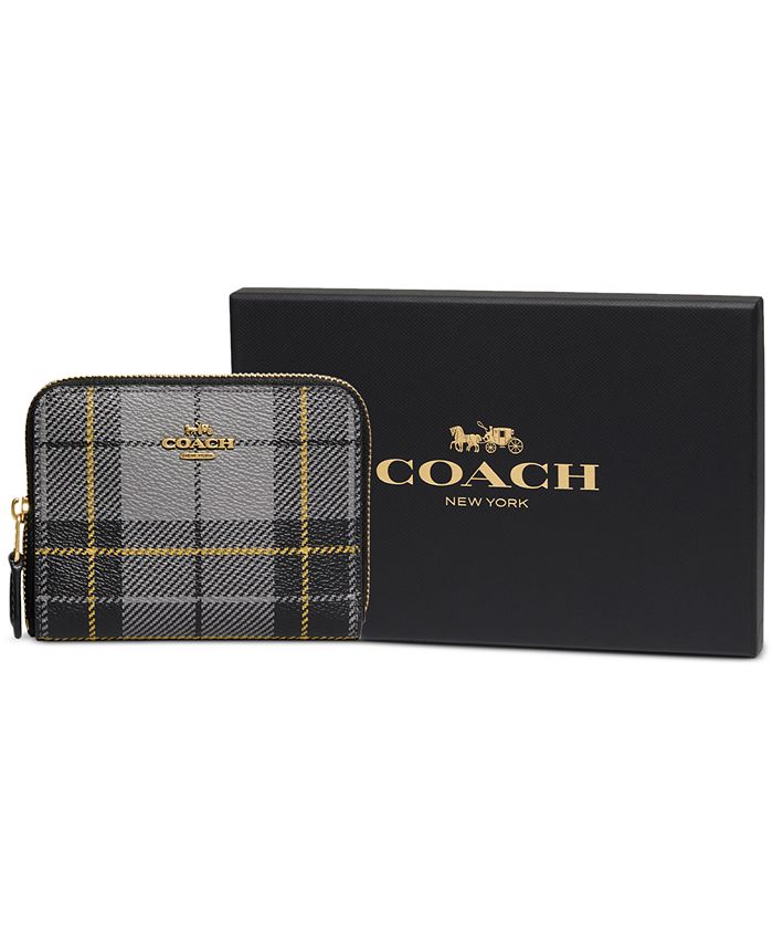 COACH Plaid Print Small Zip Around Wallet with box & Reviews - Handbags &  Accessories - Macy's
