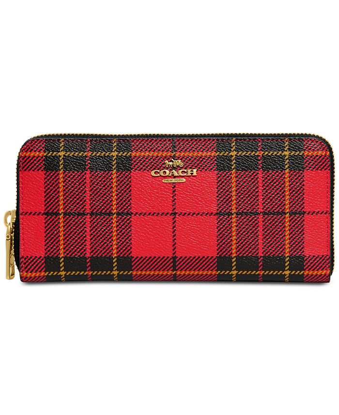 COACH Plaid Slim Accordion Zip Wallet with box Macy s