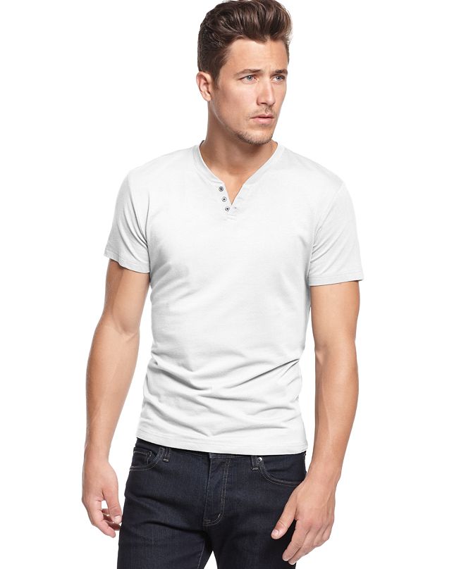 Alfani Men's Stretch Solid, Henley T-Shirt, Created for Macy's ...
